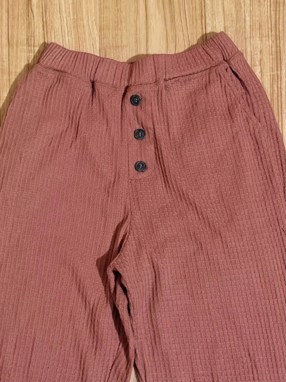 mine rust waffle knit pajama set - terracotta hue - Picture 6 of 10